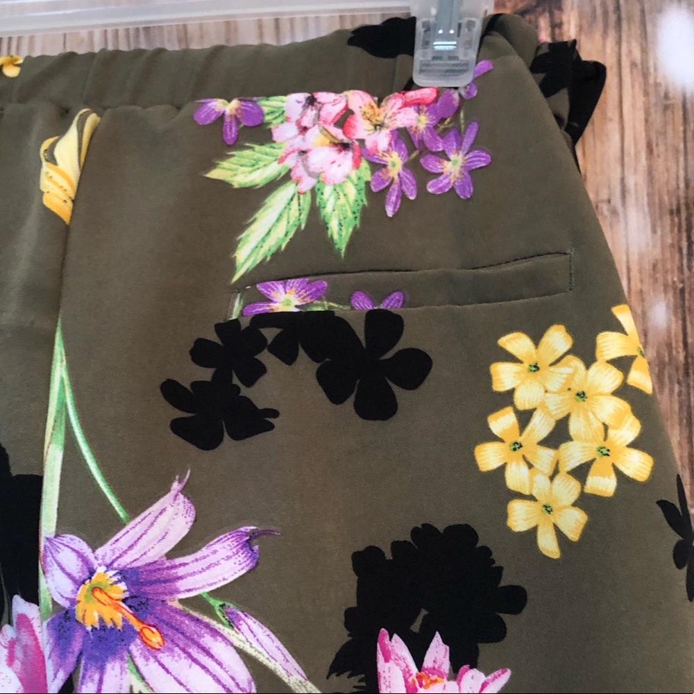 Like an Angel Olive Green Floral Dress Pants - Picture 7 of 8